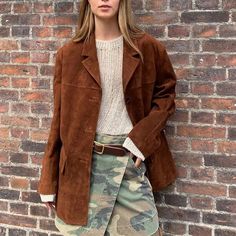 Brown Kid, Suede Outfit, Blazer Beige, Brown Outfit, Long Blazer, Collars For Women, Brown Jacket, Fall Jackets, Style Streetwear