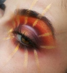 🌞 my inspiration @meicrosoft #sun #makeup #makeupart #makeupartist #sunmakeup #creativemakeup #create #creative #eyeshadow #eyelook… Sun And Moon Eye Makeup, Sun Inspired Makeup Looks, Sun Goddess Makeup Halloween, Spring Inspired Makeup, Colorful Creative Makeup, Sun Eye Makeup, Orange And Gold Makeup, Abstract Eyeshadow, Sun Inspired Makeup