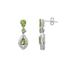 Pear-cut and round-cut peridot gemstones make these Gemminded silver earrings pop with color! Click on this JEWELRY & WATCHES GUIDE to learn about fit, styles, materials and more! Pear-cut and round-cut peridot gemstones make these Gemminded silver earrings pop with color! Click on this JEWELRY & WATCHES GUIDE to learn about fit, styles, materials and more! FEATURES Earring Dimensions: 23mm x 8mm Backings: post Metal: sterling silver Plating: rhodium Finish: polished Packaging: boxedSTONE DETAILS Stone type: peridot Total weight: 2 1/4 ct. Center stone weight: 9/10 ct. Center Stone Size: 6 x 4 mm Shape: pear Setting: prong Gemstones may have been treated to enhance their appearance. Special care may be required. Please visit our Gemstone Treatment & Special Care Guide for more information. Elegant Lime Green Earrings For Formal Occasions, Elegant Lime Green Earrings For Formal Events, Elegant Pierced Peridot Jewelry, Elegant Peridot Birthstone Earrings, Green Sterling Silver Diamond Earrings, Elegant Peridot Earrings For May Birthstone, Green Sterling Silver Diamond Earrings For Anniversary, Elegant Peridot Earrings For Anniversary, Anniversary Green Diamond Earrings In Sterling Silver