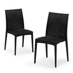 two black chairs sitting next to each other