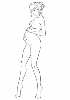 a line drawing of a pregnant woman