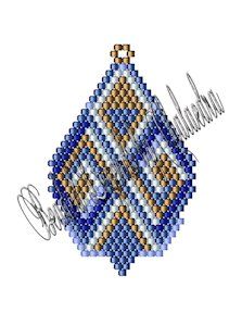 an ornament made out of blue and brown squares