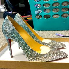 Brand New Never Worn. In My Closet In The Box Size 37.5 (Size7.5us) Christian Louboutin So Eleanor, Louboutin Kate, Christian Louboutin Kate, Crystal Heels, Louboutin Shoes, Christian Louboutin Shoes, The Box, Shoes Women Heels, Christian Louboutin