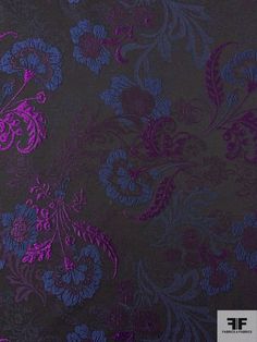 Ornate Floral and Leaf Brocade - Purple/Navy/Black | FABRICS & FABRICS – Fabrics & Fabrics Purple Fabric Pattern, Dark Home Aesthetic, Black Fabrics, Great Backgrounds, Dark Blue Background, Purple Pattern, Purple Fabric, Navy And Brown, Purple Aesthetic