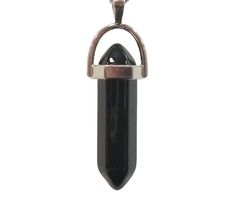 Black Agate Bullet Point Necklace - Sacred Crystals Chains and Necklaces Black Agate Crystal Necklace For Healing, Healing Black Agate Crystal Necklaces, Black Agate Jewelry For Healing, Black Agate Healing Jewelry, Emerald Eyes, Buy Crystals, Black Agate, Copper Metal, Root Chakra