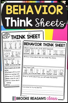 behavior think sheets for students to help them learn how to read and understand their feelings