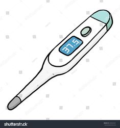 an electronic thermometer on white background with clipping space for text or image