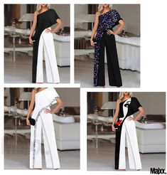 Stylish Wide Leg Pants with Fashionable Printed Jumpsuit – Majxx Casual Party Overalls, Pant Length, Printed Jumpsuit, Straight Leg Pants, Dressmaking, Sleeve Type, Leg Pants, Wide Leg Pants, Length Sleeve