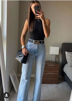 Halter Bodysuit Outfit, What Em Wore, Instagram Planning, Blue Jean Outfits, Looks Pinterest, Zara Outfit