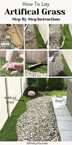 An easy DIY for your backyard or front lawn, lay artificial grass for easy outdoor maintenance. #artificialgrass #diy #howto Front Yard Landscaping Ideas With Artificial Turf, How To Regrade Backyard, Small Grass Backyard Ideas, How To Lay Artificial Grass Lawn, How To Install Fake Grass Outdoor Living, Faux Grass Backyard, How To Install Artificial Grass Lawn, Fake Grass Front Yard Ideas, Victory Garden Plans