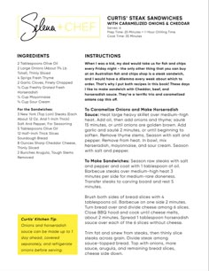 the chef's resume is shown in yellow and black, as well as an image of