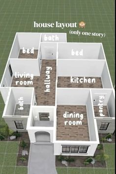 the floor plan for a house layout with all the rooms labeled in white and brown