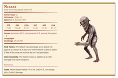 an image of a weird creature with information about it's name and description on the page