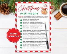 christmas pass the gift printable