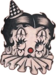 a drawing of a clown with big eyes