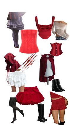 several different types of corsets and skirts are shown in this image, including the skirt