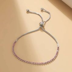 Pink Rhinestone Adjustable Bracelet Silver Plated Bundle 2 Or More And Save 30% . Send Me A Message If You Want To Bundle More Products. :)