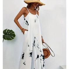 Super Similar To The Free People Onesies, Black And White Marble Tie-Dye Adjustable Straps, Polyester Spandex Perfect For Season Pockets Comfortable Staple! Marble Tie Dye, Black And White Marble, Clearance Sale, Tulum, White Marble, Polyester Spandex, Pant Jumpsuit, Onesies, Adjustable Straps