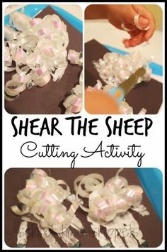 the instructions for how to make shear the sheep craft with ribbon and glue on it