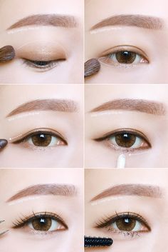 Teknik Makeup, Natural Eye Makeup Tutorial, Korean Makeup Look, Trendy Eyeshadow, Korean Makeup Tutorials, Makeup Tutorial Eyeliner, Natural Makeup Tutorial