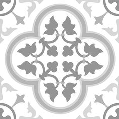 a gray and white wallpaper with an ornate design