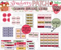 strawberry patch printable labels and stickers for your text or image on the label