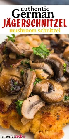 a close up of food on a plate with mushrooms