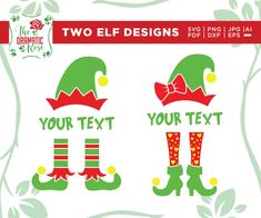 two elfs with christmas hats and stockings