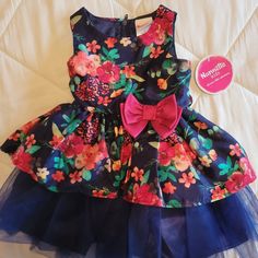 Nannette Kids Dress. 2t. New With Tags. Blue Tulle And Floral Blue Floral Print Playtime Dress, Playful Blue Party Dress, Blue Floral Print Dress For Dress-up, Girl Silk Dress, Tulle Skirt Dress, Tulle Party Dress, Orange Floral Dress, Shrug For Dresses, Off White Dresses