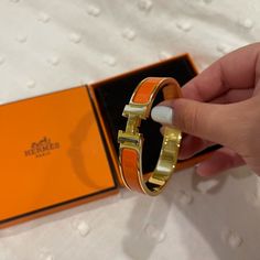 Almost New Herms Bracelet. Orange And Gold So Beautiful. Only Worn A Few Times Bracelet Hermes, Hermes Bracelet, Hermes Orange, Hermes Jewelry, Orange And Gold, Gold Orange, Orange Gold, So Beautiful, Womens Jewelry Bracelets