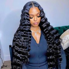 Deep Wave Human Hair, Crimped Hair, Human Virgin Hair, Hair Laid, Middle Part