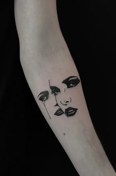 a woman's face with three leaves on her arm