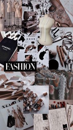 the collage shows different types of fashion items and their names in black and white