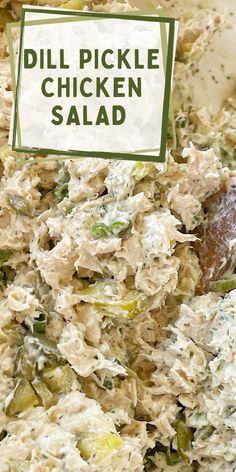 Dill pickle chicken salad recipe Canned Chicken Salad, Dill Pickle Chicken Salad, Pickle Chicken Salad, Canned Chicken Salad Recipe, Dill Pickle Chicken, Pickle Chicken, Salad Low Carb, Can Chicken Recipes