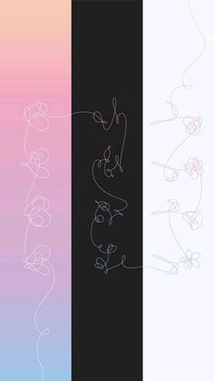 three different colored lines with the word love written on them in black, white and pink