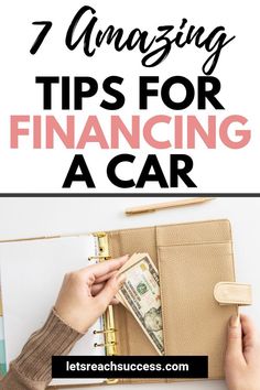 a woman's hand holding money in her wallet with the title 7 amazing tips for financial