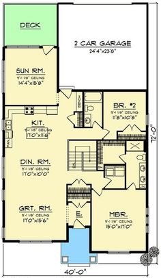 the floor plan for this house shows the garage and living area, as well as the second