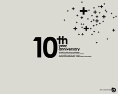 the 10th anniversary poster is shown with stars and crosses in black on a gray background