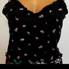 Nwt - Cotton On Cotton On Luca Lettuce Edge Camisole Pink Floral Size Medium Black Camisole For Spring Loungewear, Black Floral Print Tank Top, Black Floral Print Cami Tops, Floral Print Spaghetti Strap Tops For Loungewear, Floral Print Spaghetti Straps Top For Loungewear, Casual Black Camisole For Loungewear, Black Floral Print Spaghetti Strap Tops, Sleeveless Floral Print Camisole For Loungewear, Floral Print Sleeveless Camisole For Loungewear