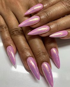 23 Adorable Pink Chrome Nails Inspo Baddie Almond Nails Chrome, Pink Unicorn Chrome Nails, Pink Chrome Stiletto Nails, Baby Pink Stiletto Nails, Stiletto Chrome Nails, Metallic Pink Nails, Baby Pink Chrome Nails, Pink Cat Eye Nails, Nicki Concert