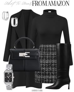 Amber Tarr's Amazon Page All Black Chic Outfit, New Mom Aesthetic, Black Chic Outfit, Amazon Fits, Classic Chic Outfits, Casual Fall Winter Outfits, Character Outfits Ideas, Baddie Outfit Ideas, High Knee Boots