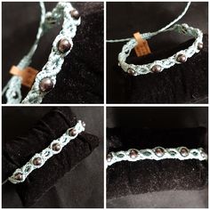 This beaded design, I've named 'entwined snakes', is available in several colours with different beads, both natural and synthetic.  The string is waxed polyester, which is both extremely strong and waterproof. Lengths vary and are listed by the colours in the 'Variations'.  However, they are all adjustable on a closure that slides open and shut to allow you to put the bracelet on.  Approx. width at widest point 9mm. The sliding strings have been left long, but can easily be knotted shorter and trimmed shorter to your preference. Adjustable Macrame Braided Bracelet, Handmade Braided Bracelet With Round Beads, Beaded Macrame, Snake Bracelet, Braided Bracelets, Snakes, Macrame, Slides, Wax