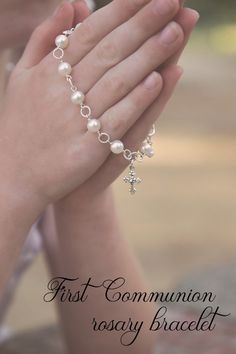 Shop Today - it ships tomorrow.  Gorgeous real pearl and sterling silver rosary bracelet for girls - fully adjustable, so it fits her for now and years to come.  This would be lovely to use on her bridal bouquet for her wedding day. ♥️ Little Girl's Pearls Pearl Charm Jewelry For First Communion, First Communion Pearl Drop Jewelry, Pearl Charm Bracelet For First Communion, Silver Pearl Rosary Bracelet For First Communion, White Pearl Bracelet For First Communion, Pearl Bracelet For First Communion, Pearl White Bracelet For First Communion, Pearl White Pearl Bracelet For First Communion, Silver Round Beads Pearl Bracelet For First Communion