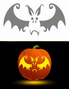 a halloween pumpkin with an image of a bat on it