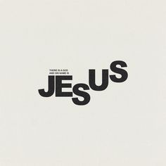 the word jesus is written in black on a white background