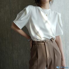 OrcaJump - Elegant Short Sleeve Blouse Millennials Generation, Short Sleeve Blouse, Waist Skirt, High Waisted Skirt, Sleeve Blouse, Long Sleeve Blouse, High Waisted, Long Sleeve, Women's Top