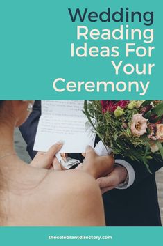 a person holding a piece of paper with the words wedding reading ideas for your ceremony