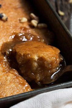 a close up of food in a pan on a table