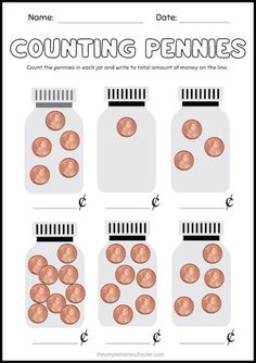 counting pennies worksheet for kids to practice counting and sorting money in the classroom