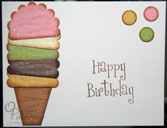 an ice cream cone birthday card with sprinkles on the top and bottom